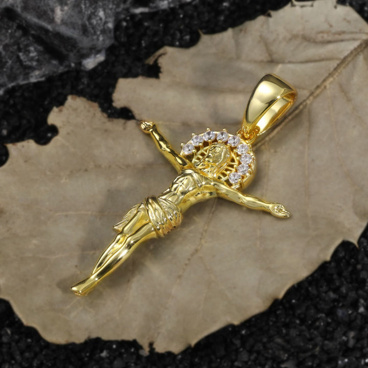 Christianartworkshop Dazzling Crystal Halo Crucifix Pendant: Token of Constant Divine Serenity - image 1