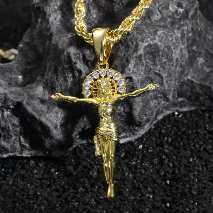 Christianartworkshop Dazzling Crystal Halo Crucifix Pendant: Token of Constant Divine Serenity - Crucifix - image 0