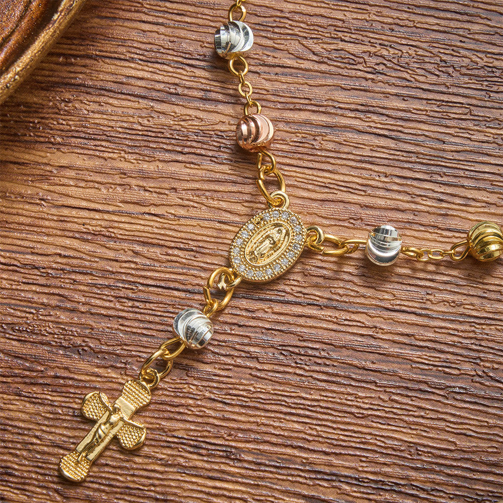 Christianartworkshop Dainty Textured Bead Our Lady of Guadalupe Crucifix Bracelet: Bearer of Enduring Sacred Grace - image 4