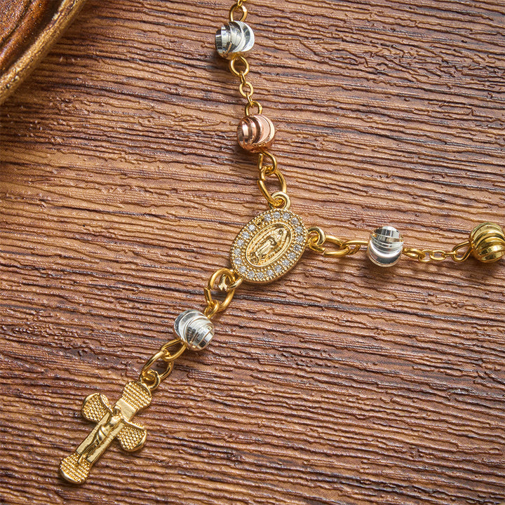 Christianartworkshop Dainty Textured Bead Our Lady of Guadalupe Crucifix Bracelet: Bearer of Enduring Sacred Grace - image 4