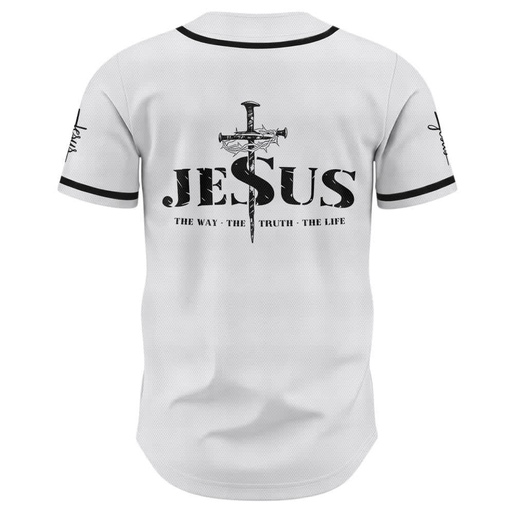 Christianartworkshop Dual‑Side Jesus The Way The Truth Cross Print Baseball Jersey - image 9