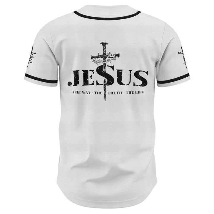 Christianartworkshop Dual‑Side Jesus The Way The Truth Cross Print Baseball Jersey - image 9
