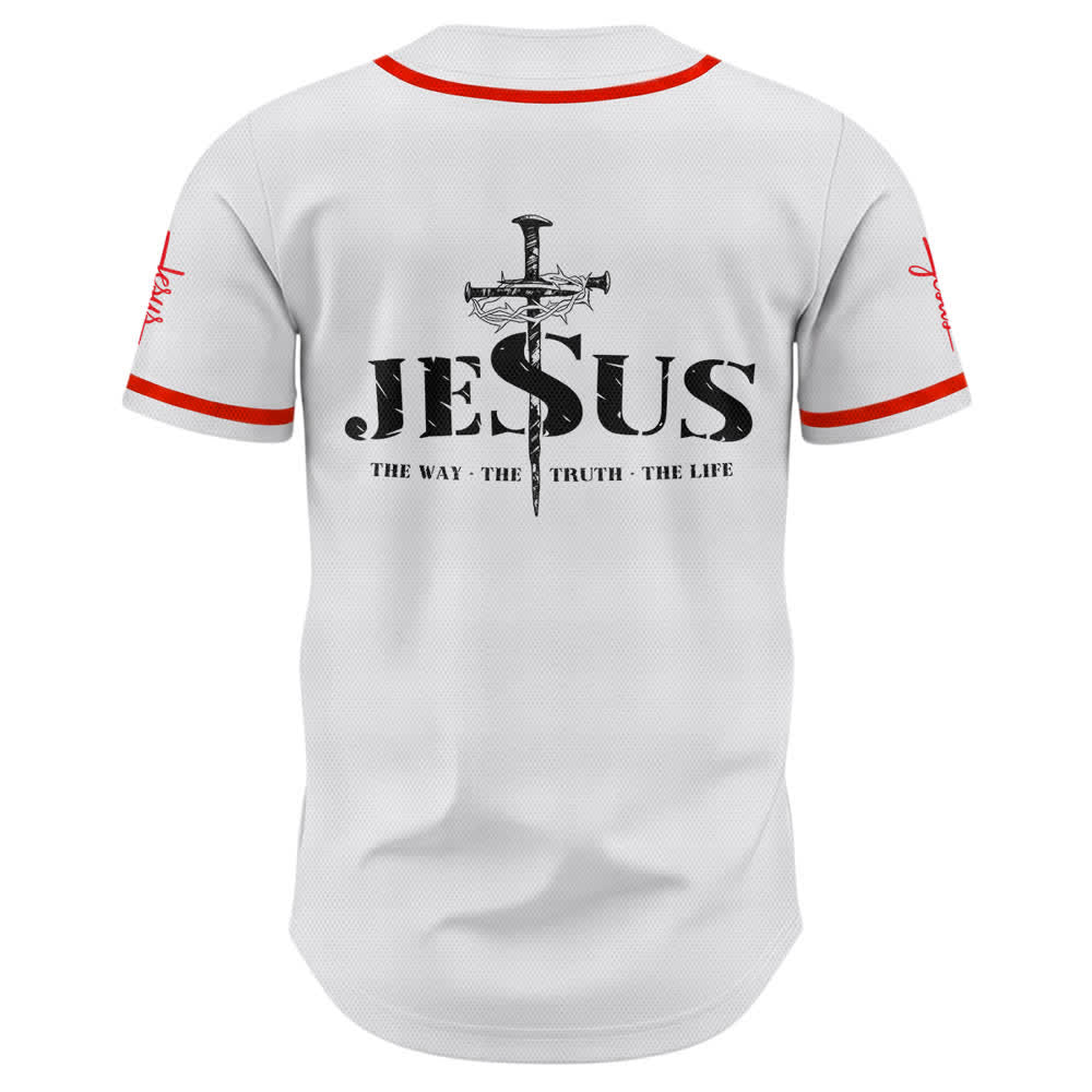 Christianartworkshop Dual‑Side Jesus The Way The Truth Cross Print Baseball Jersey - image 16