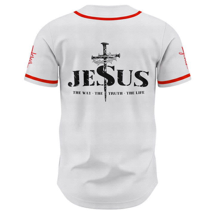 Christianartworkshop Dual‑Side Jesus The Way The Truth Cross Print Baseball Jersey - image 16