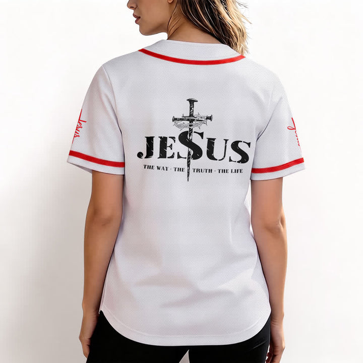 Christianartworkshop Dual‑Side Jesus The Way The Truth Cross Print Baseball Jersey - image 18