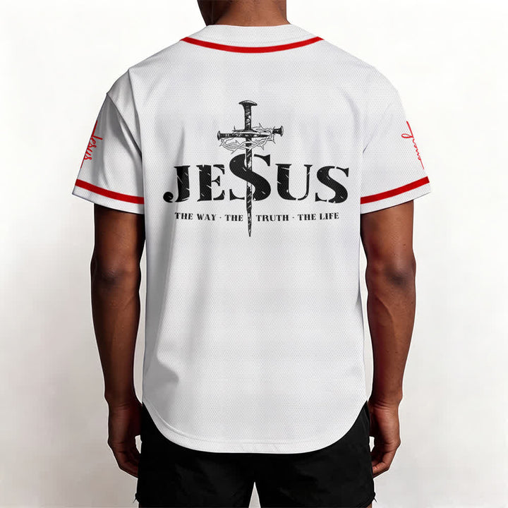 Christianartworkshop Dual‑Side Jesus The Way The Truth Cross Print Baseball Jersey - image 20