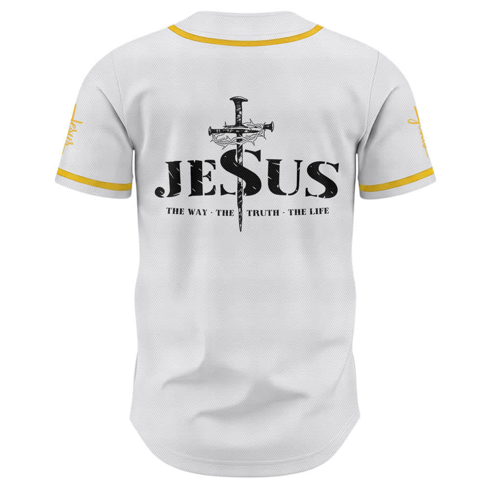 Christianartworkshop Dual‑Side Jesus The Way The Truth Cross Print Baseball Jersey - image 2