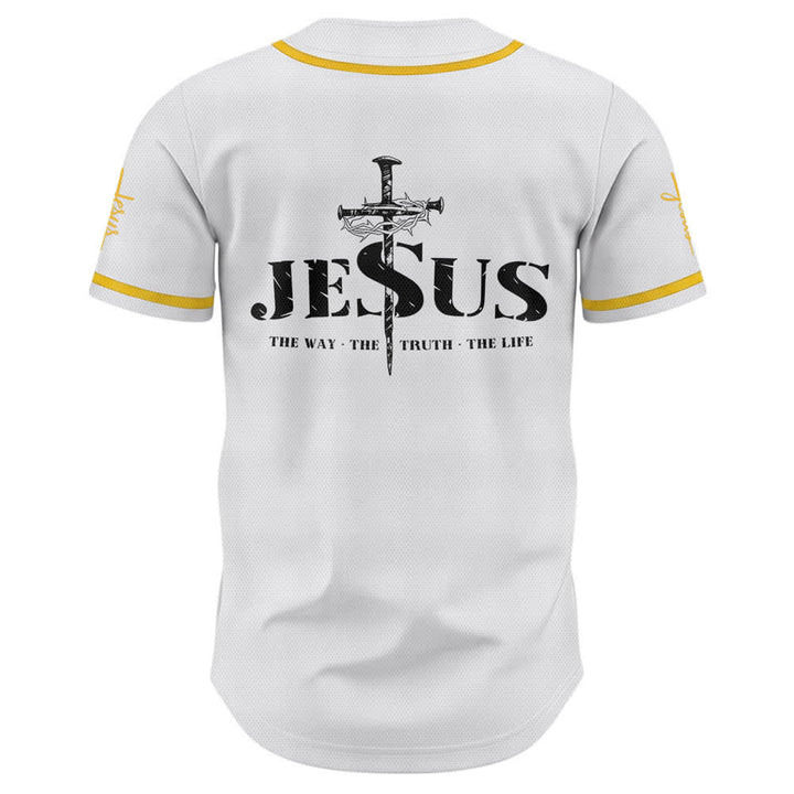 Christianartworkshop Dual‑Side Jesus The Way The Truth Cross Print Baseball Jersey - image 2