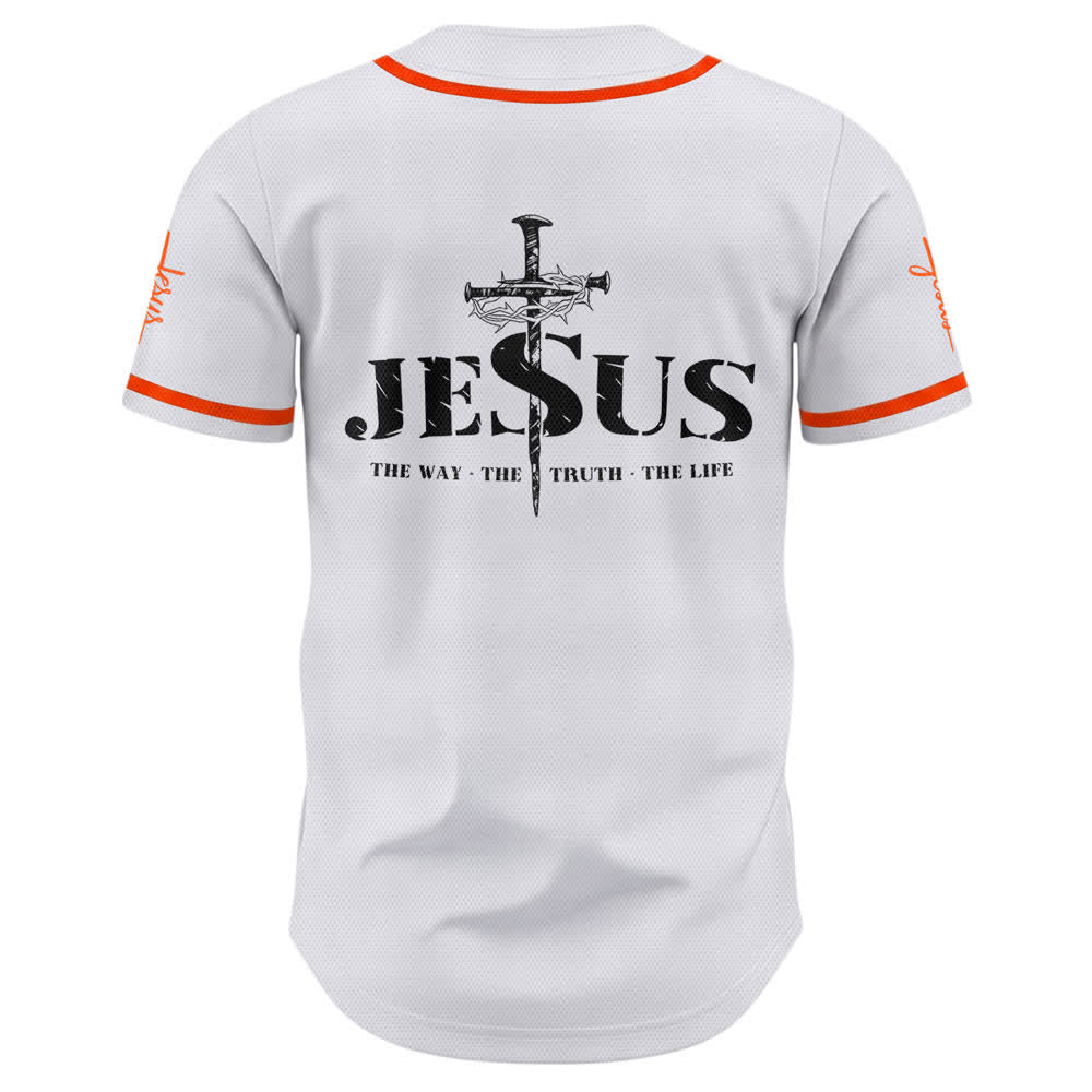Christianartworkshop Dual‑Side Jesus The Way The Truth Cross Print Baseball Jersey - image 23