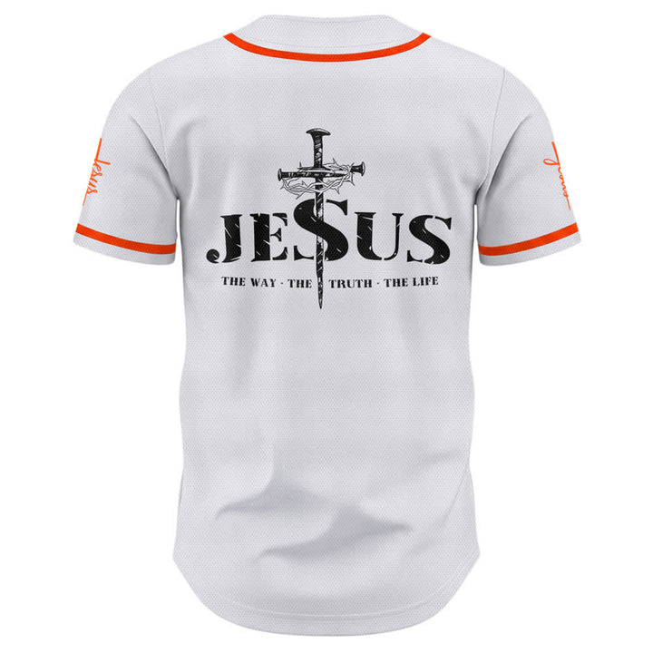 Christianartworkshop Dual‑Side Jesus The Way The Truth Cross Print Baseball Jersey - image 23