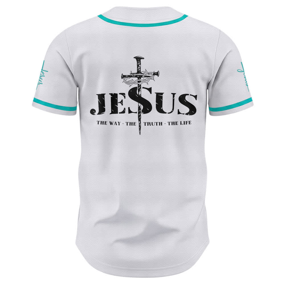 Christianartworkshop Dual‑Side Jesus The Way The Truth Cross Print Baseball Jersey - image 30