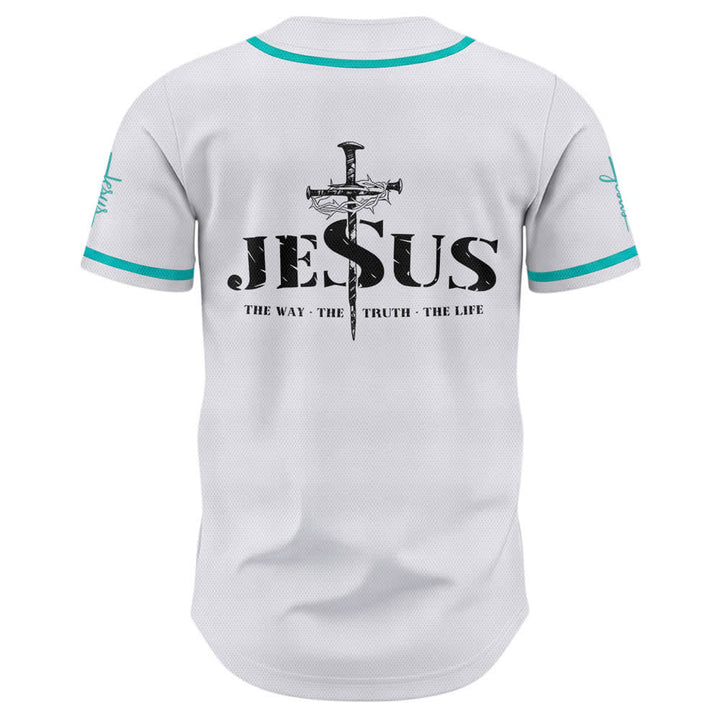 Christianartworkshop Dual‑Side Jesus The Way The Truth Cross Print Baseball Jersey - image 30
