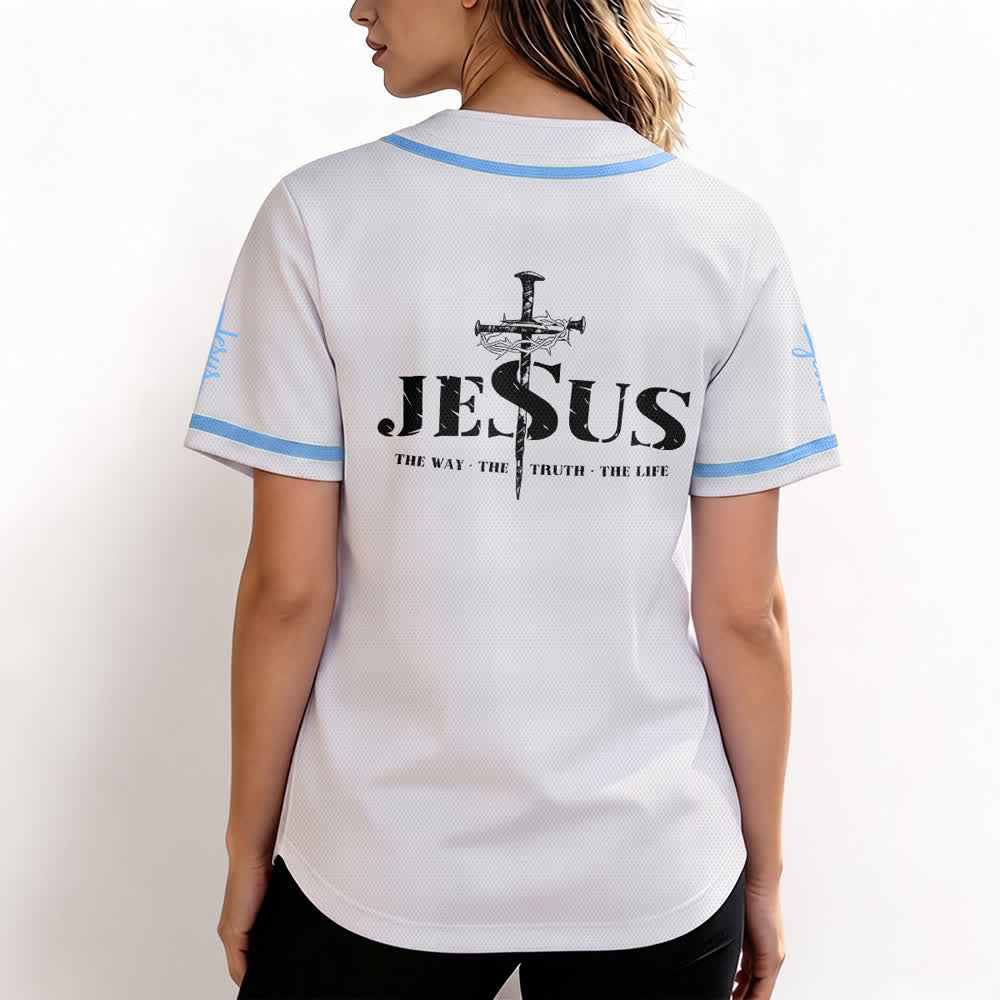 Christianartworkshop Dual‑Side Jesus The Way The Truth Cross Print Baseball Jersey - image 39