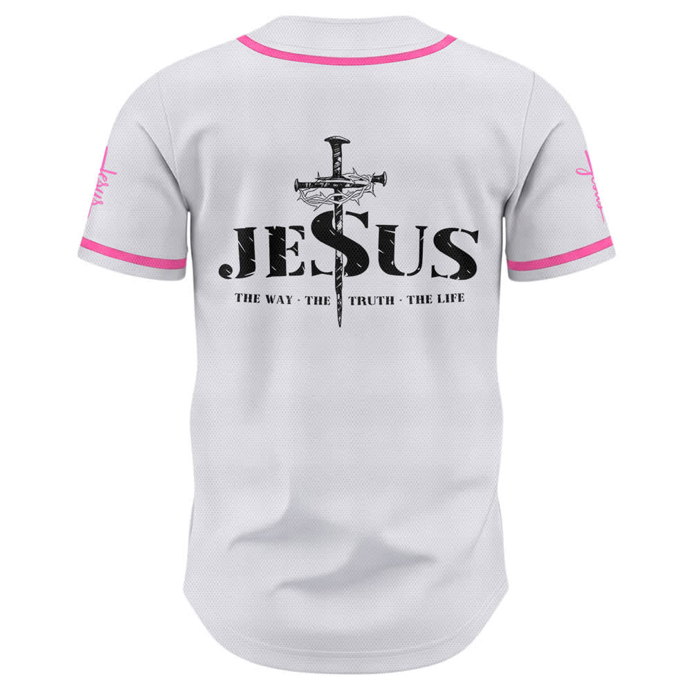 Christianartworkshop Dual‑Side Jesus The Way The Truth Cross Print Baseball Jersey - image 44