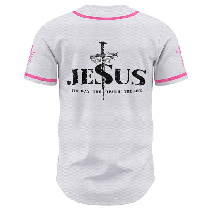 Christianartworkshop Dual‑Side Jesus The Way The Truth Cross Print Baseball Jersey - image 44