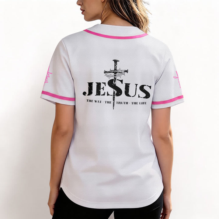 Christianartworkshop Dual‑Side Jesus The Way The Truth Cross Print Baseball Jersey - image 46