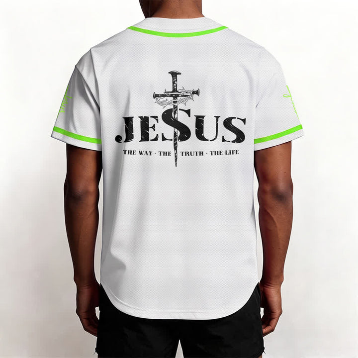 Christianartworkshop Dual‑Side Jesus The Way The Truth Cross Print Baseball Jersey - image 55