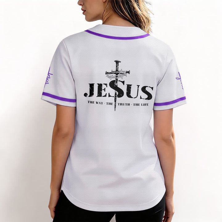 Christianartworkshop Dual‑Side Jesus The Way The Truth Cross Print Baseball Jersey - image 60