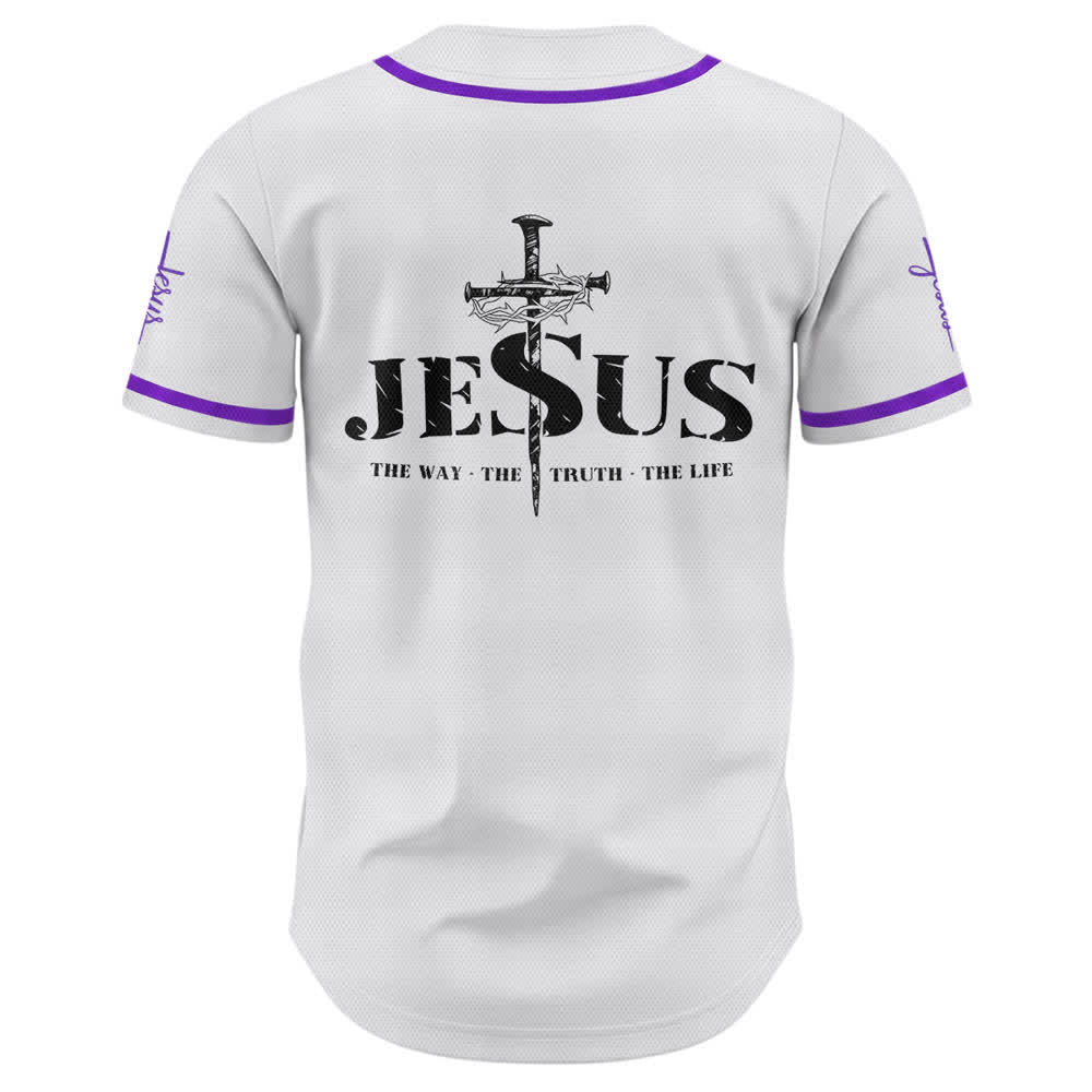 Christianartworkshop Dual‑Side Jesus The Way The Truth Cross Print Baseball Jersey - image 58