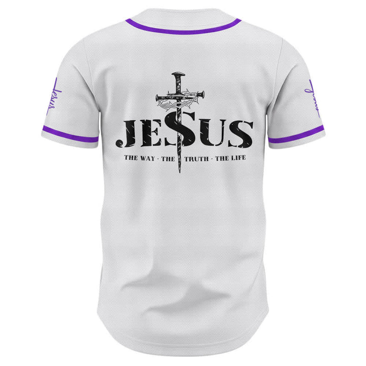 Christianartworkshop Dual‑Side Jesus The Way The Truth Cross Print Baseball Jersey - image 58