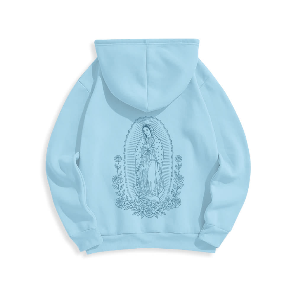 Christianartworkshop Vintage Marian Rose Line Art Fleece Pullover Hoodie - image 1