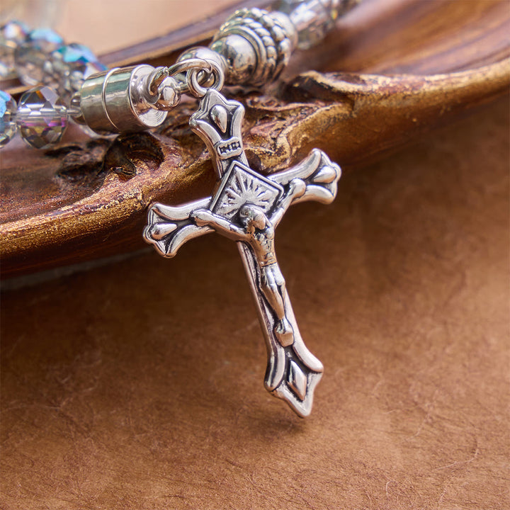 Christianartworkshop Dainty Polished Crystal Bead Guadalupe Crucifix Bracelet: Bearer of Enduring Sacred Grace - image 9