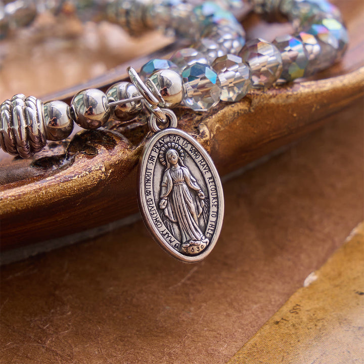 Christianartworkshop Dainty Polished Crystal Bead Guadalupe Crucifix Bracelet: Bearer of Enduring Sacred Grace - image 8