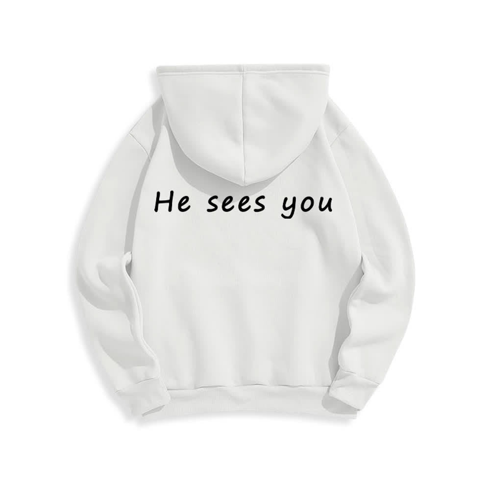 Christianartworkshop He Sees You Heather Gray Comfort Fit Pullover Hoodie - image 4
