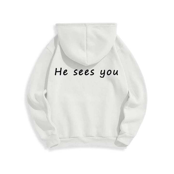 Christianartworkshop He Sees You Heather Gray Comfort Fit Pullover Hoodie - image 4