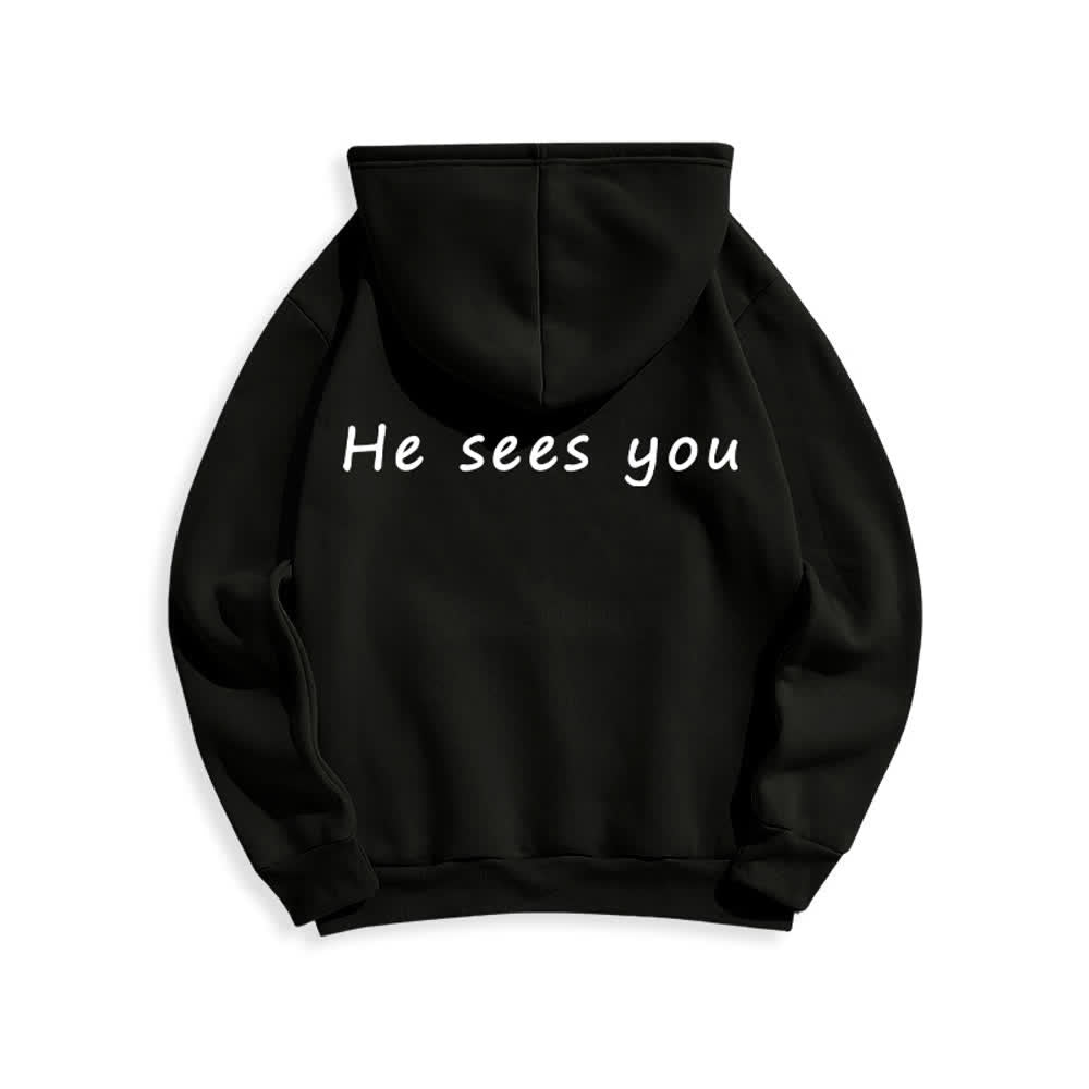 Christianartworkshop He Sees You Heather Gray Comfort Fit Pullover Hoodie - image 10