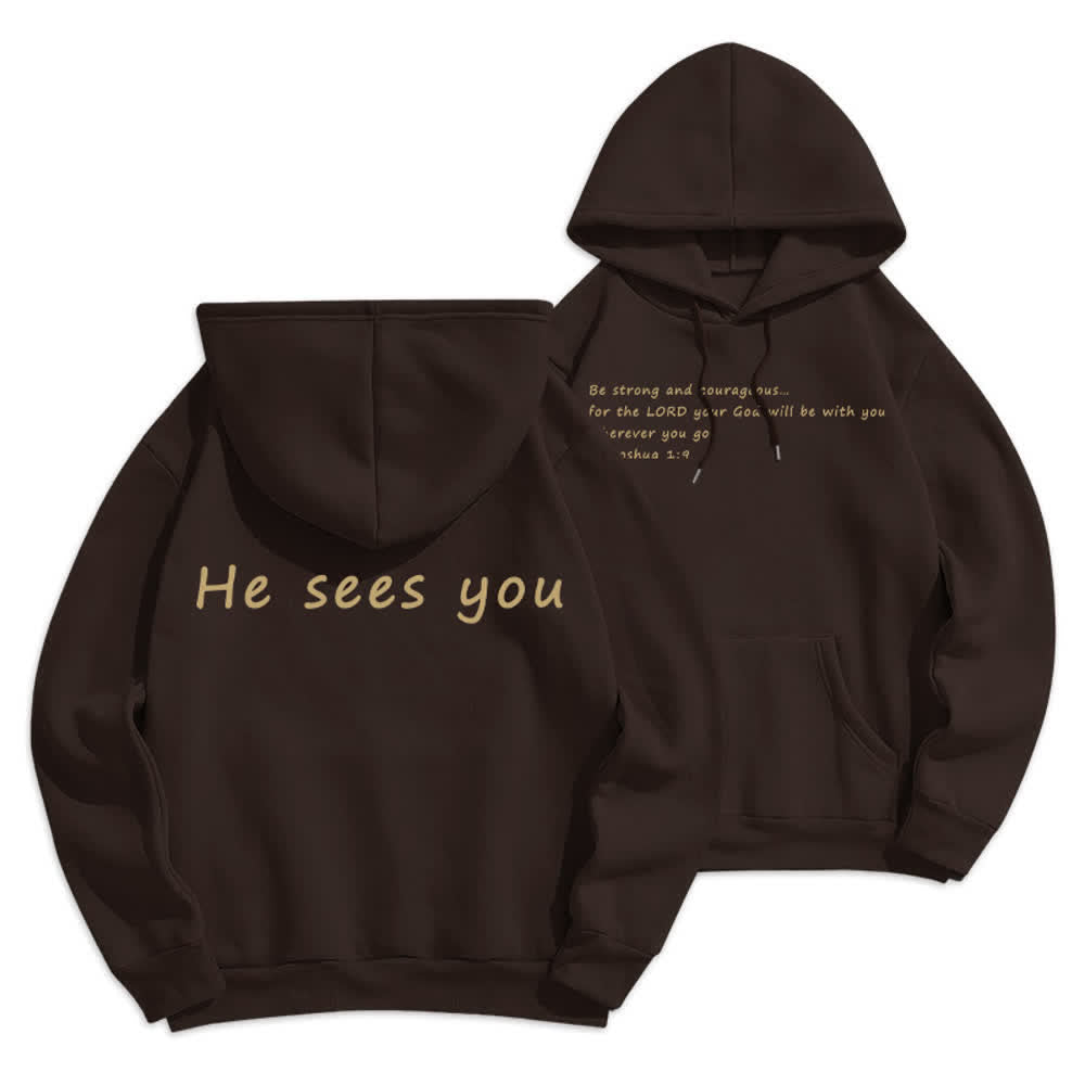 Christianartworkshop He Sees You Heather Gray Comfort Fit Pullover Hoodie - Brown - 2XL - image 12
