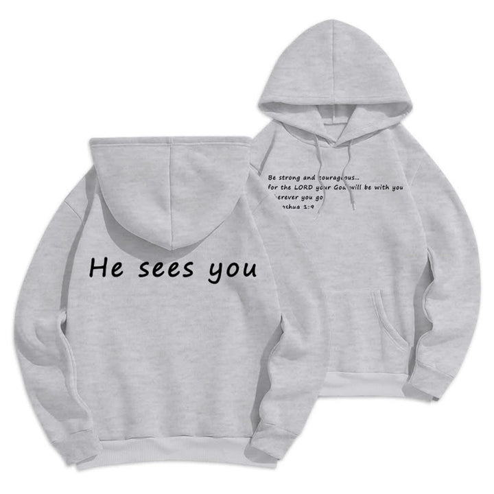 Christianartworkshop He Sees You Heather Gray Comfort Fit Pullover Hoodie - Grey - 2XL - image 0