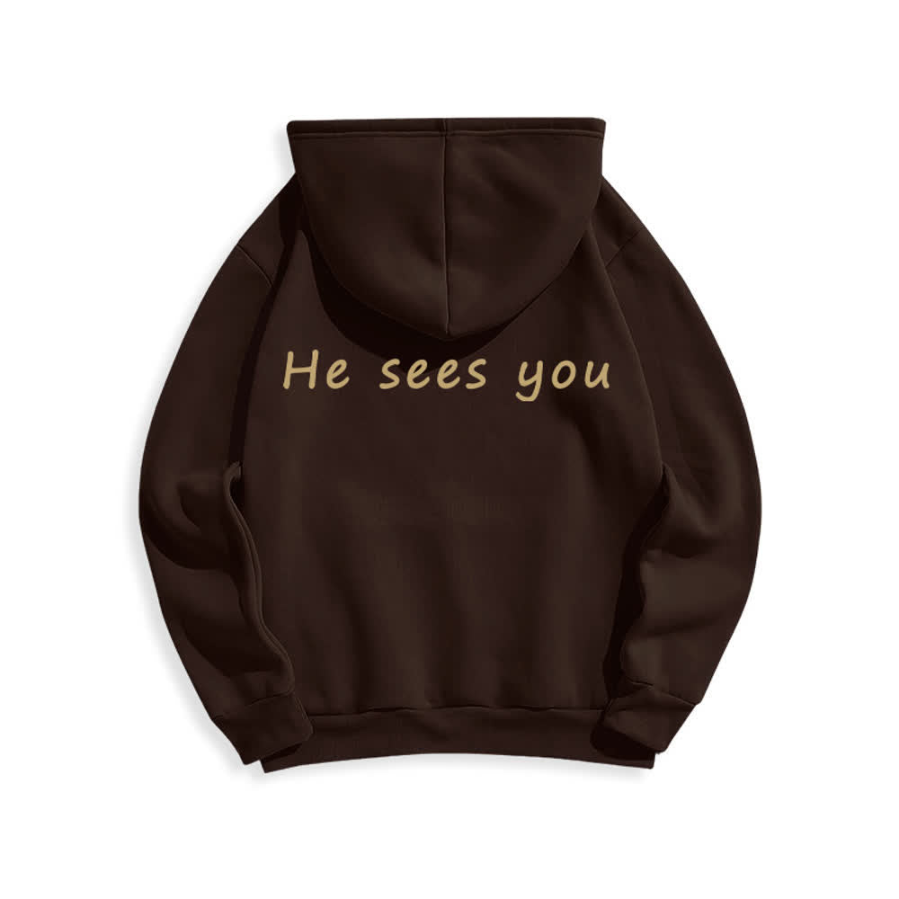 Christianartworkshop He Sees You Heather Gray Comfort Fit Pullover Hoodie - image 13