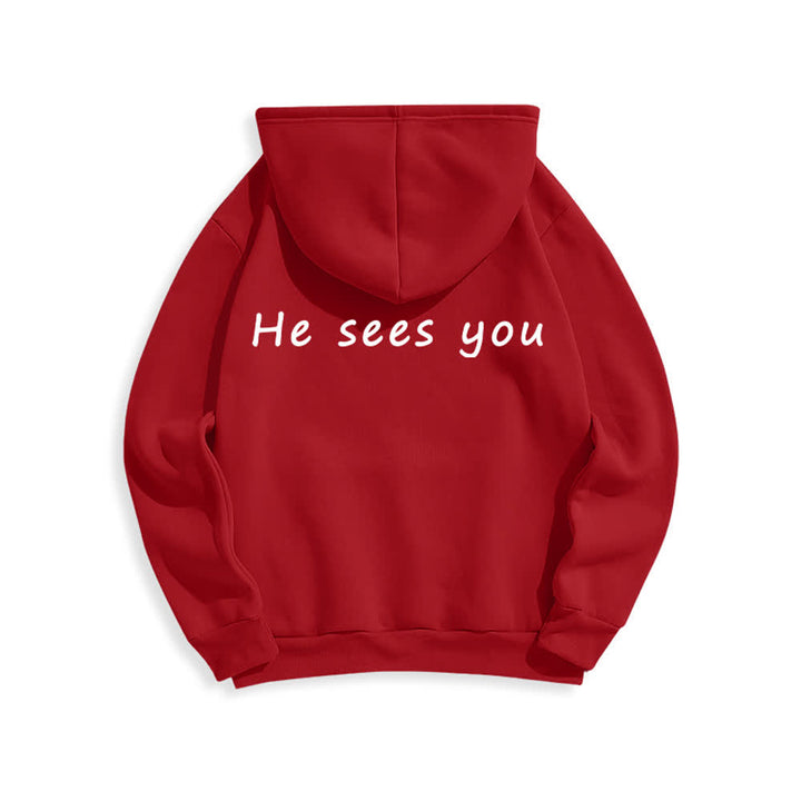 Christianartworkshop He Sees You Heather Gray Comfort Fit Pullover Hoodie - image 16