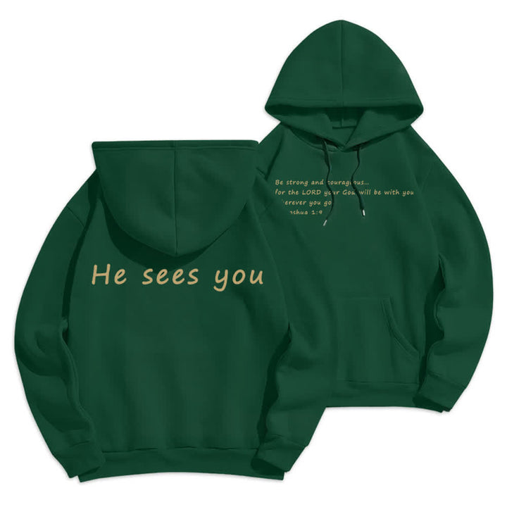 Christianartworkshop He Sees You Heather Gray Comfort Fit Pullover Hoodie - Green - 2XL - image 21