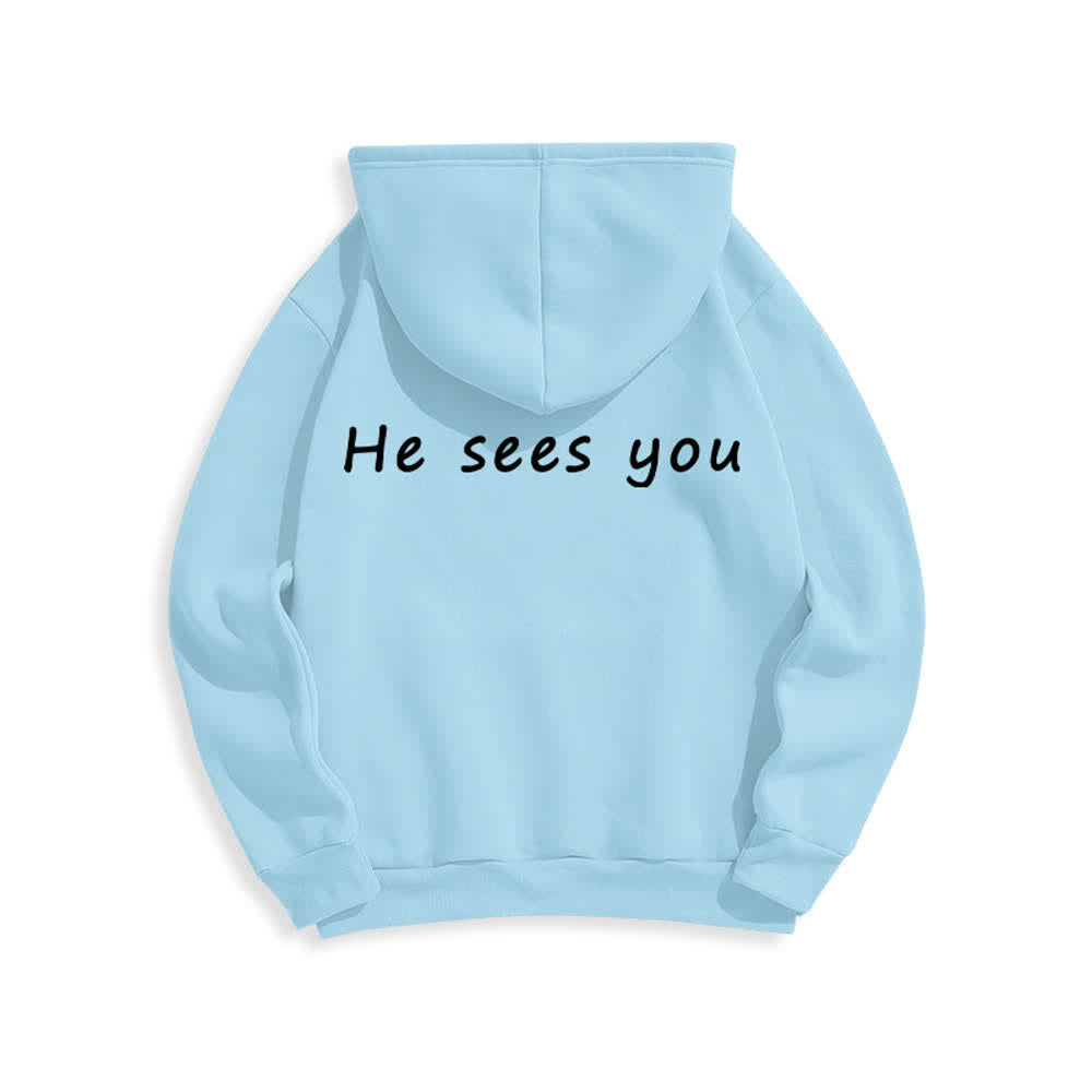 Christianartworkshop He Sees You Heather Gray Comfort Fit Pullover Hoodie - image 19