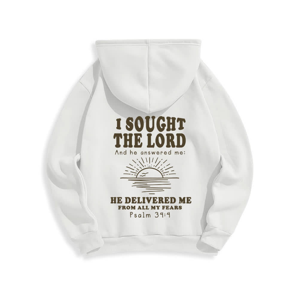 Christianartworkshop I Sought The Lord Psalm 34:4 Sunrise Pullover Hoodie - image 1