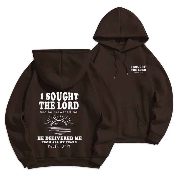 Christianartworkshop I Sought The Lord Psalm 34:4 Sunrise Pullover Hoodie - Brown - 2XL - image 9