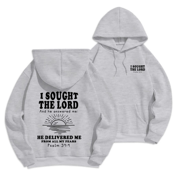 Christianartworkshop I Sought The Lord Psalm 34:4 Sunrise Pullover Hoodie - Grey - 2XL - image 12