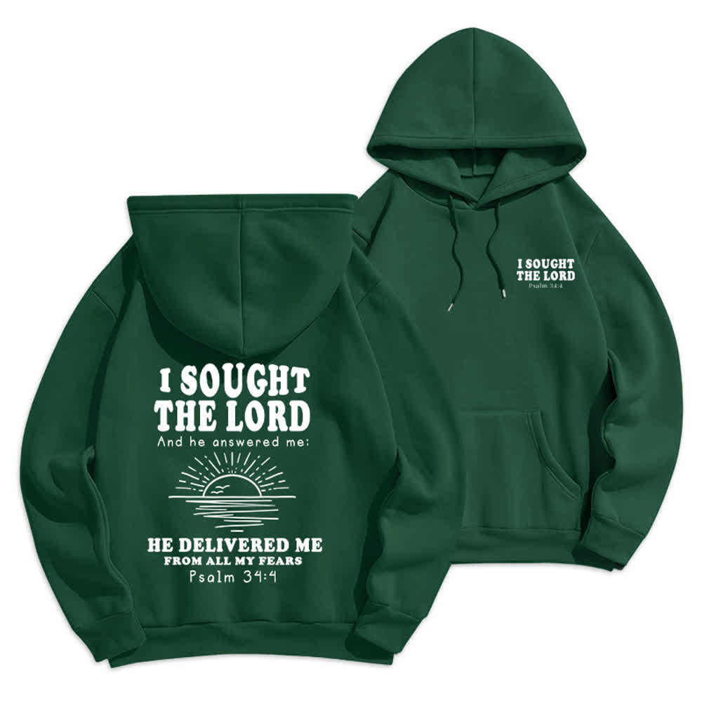 Christianartworkshop I Sought The Lord Psalm 34:4 Sunrise Pullover Hoodie - Green - 2XL - image 18