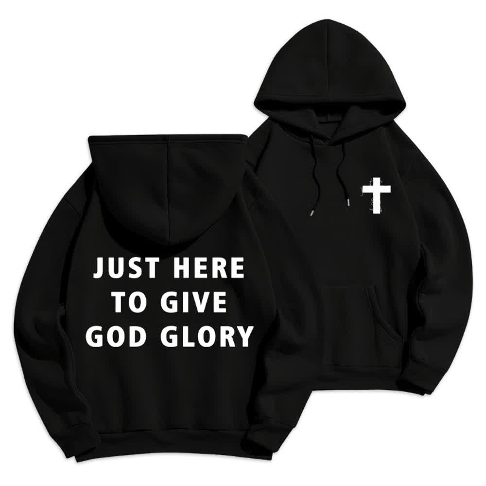 Christianartworkshop Just Here To Give God Glory Oversized Pullover Hoodie - Black - 2XL - image 21