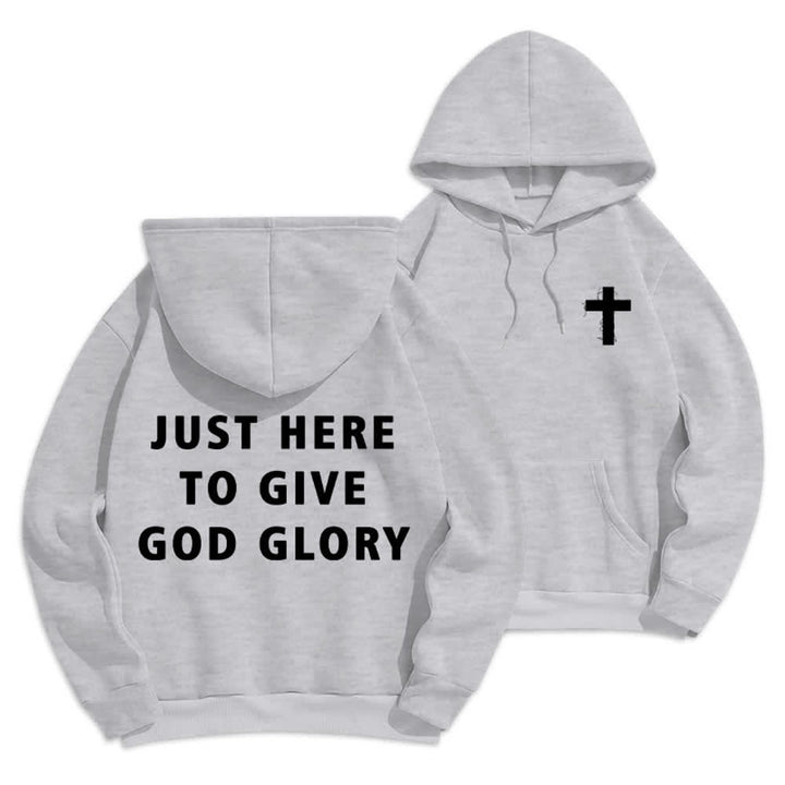 Christianartworkshop Just Here To Give God Glory Oversized Pullover Hoodie - Grey - 2XL - image 12