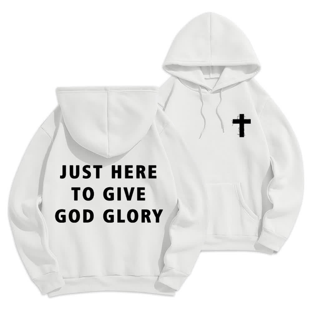 Christianartworkshop Just Here To Give God Glory Oversized Pullover Hoodie - White - 2XL - image 6
