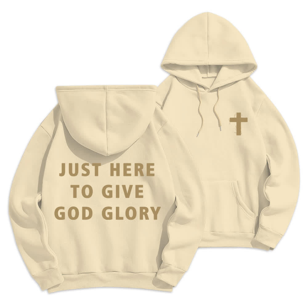 Christianartworkshop Just Here To Give God Glory Oversized Pullover Hoodie - Beige - 2XL - image 9