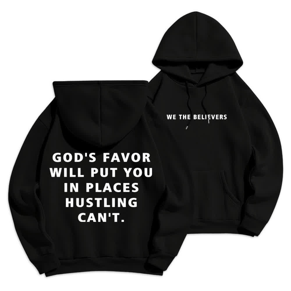 Christianartworkshop God's Favor Streetwear Fleece Lined Pullover Hoodie - Black - 2XL - image 0