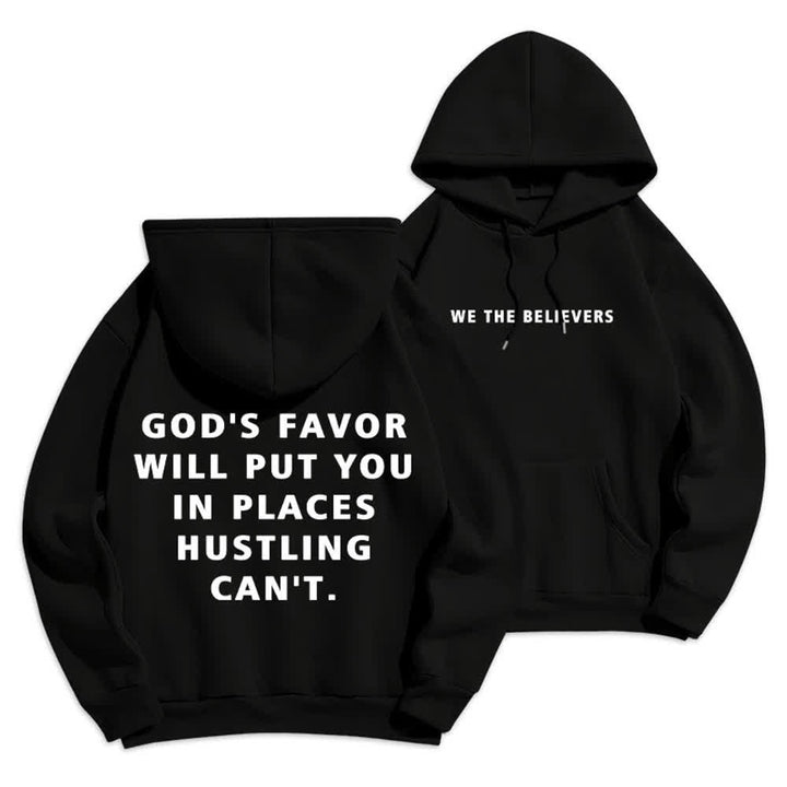 Christianartworkshop God's Favor Streetwear Fleece Lined Pullover Hoodie - Black - 2XL - image 0