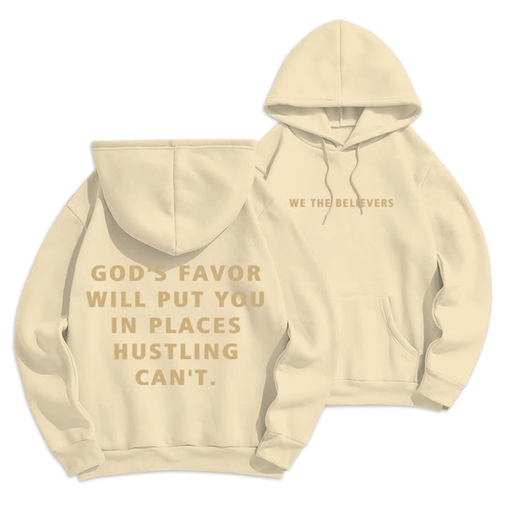 Christianartworkshop God's Favor Streetwear Fleece Lined Pullover Hoodie - Beige - 2XL - image 18