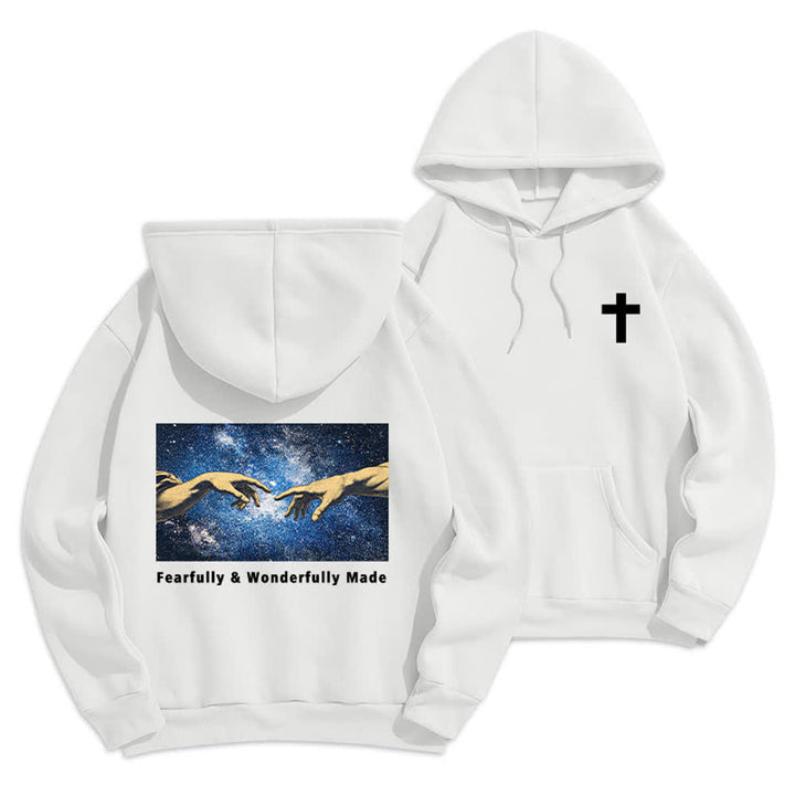 Christianartworkshop Fearfully And Wonderfully Made Starry Back Print Hoodie - White - 2XL - image 3
