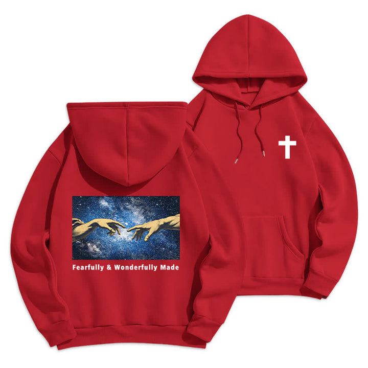 Christianartworkshop Fearfully And Wonderfully Made Starry Back Print Hoodie - Red - 2XL - image 12