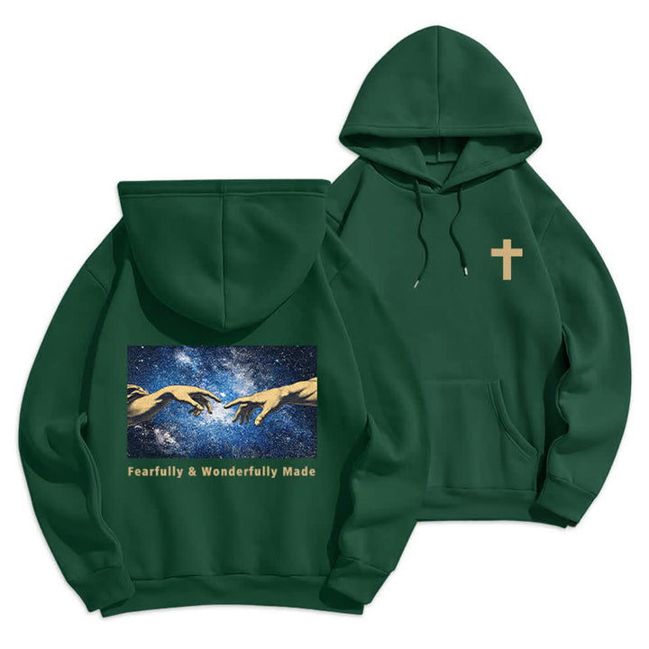 Christianartworkshop Fearfully And Wonderfully Made Starry Back Print Hoodie - Green - 2XL - image 21